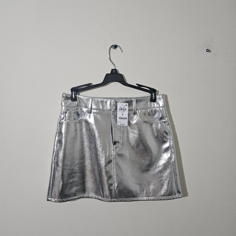 And Now This Metallic Faux Leather Mini Skirt NWT!